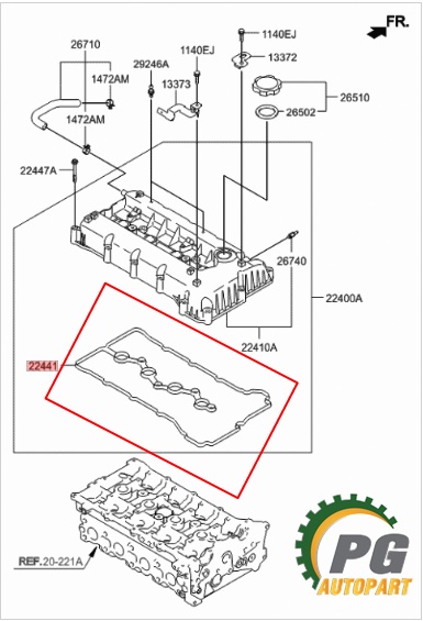 ปะเก็นฝาครอบวาล์ว HYUNDAI TUCSON 2.0 ปี 2010 ขึ้นไป (1ชิ้น) แท้ / รูปจริง