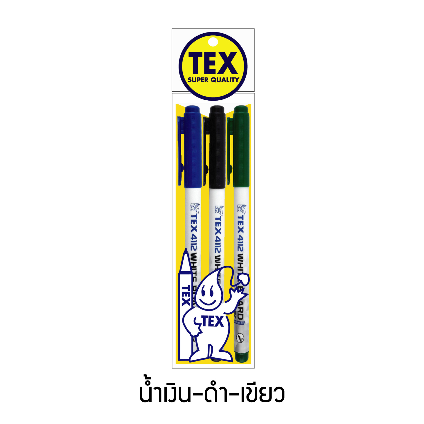 4112 ปากกาไวท์บอร์ดหัวเล็ก แพ็ค 3 คละสี