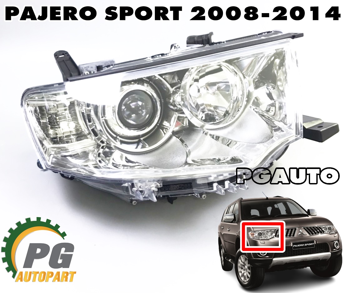 โคมไฟหน้า(ไม่รวมขั้วและหลอด) RH MITSUBISHI PAJERO SPORT ปี 2008-2014 (1ชิ้น) DEPO / รูปจริง