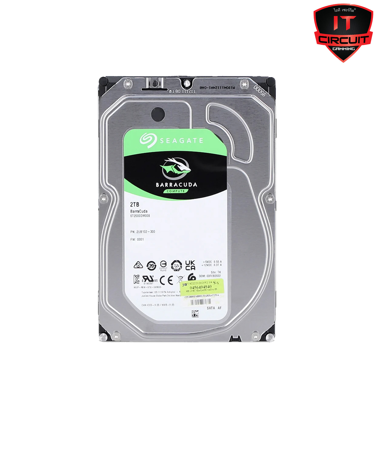 2 TB 3.5 INCH HDD (ฮาร์ดดิสก์ 3.5 นิ้ว) SEAGATE BARRACUDA - 7200RPM SATA3