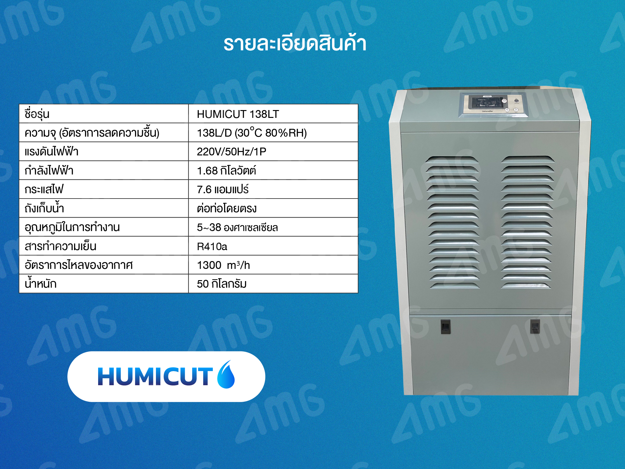 เครื่องลดความชื้นอุตสาหกรรม Humicut รุ่น 138LT