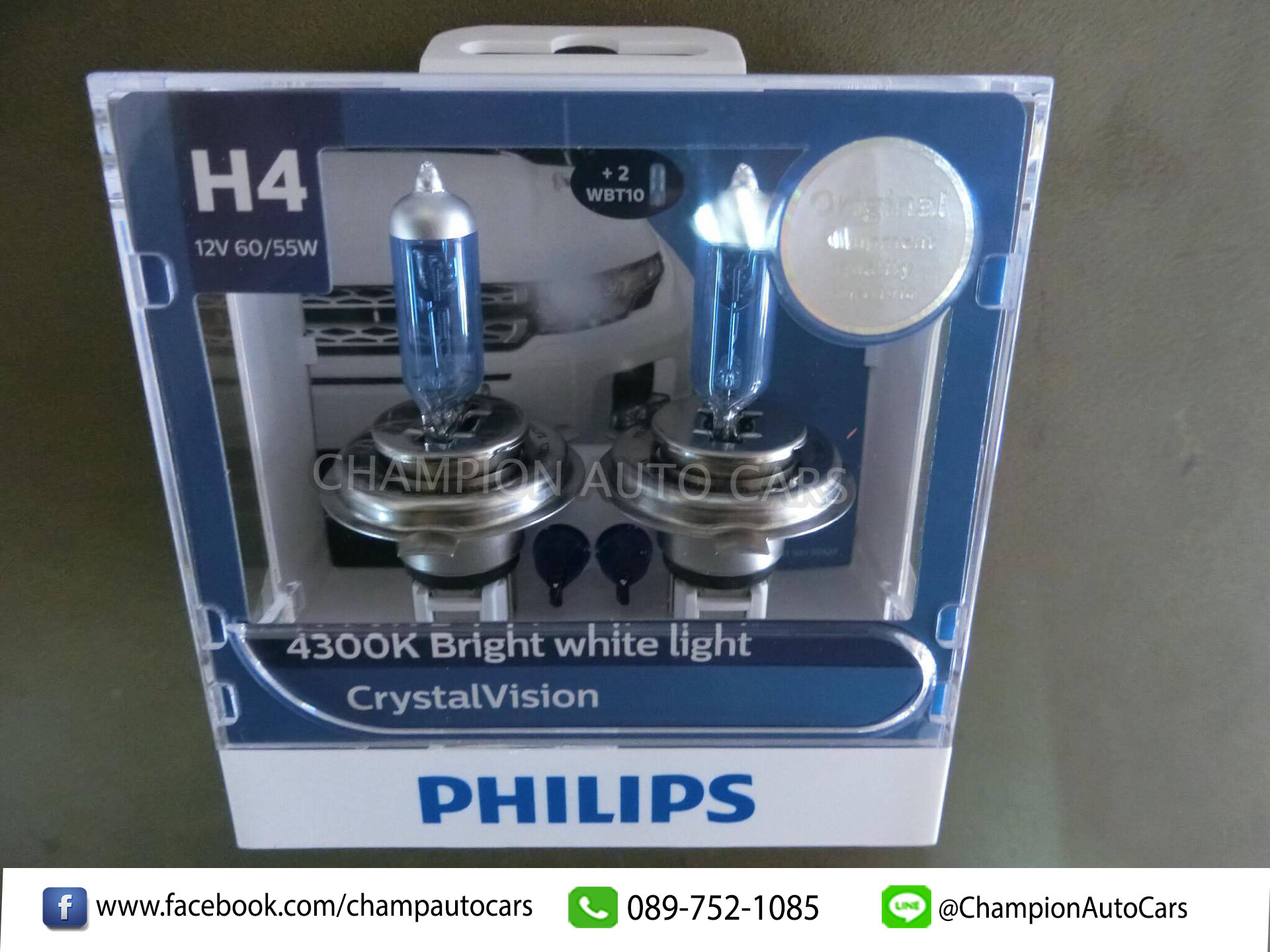 หลอดไฟหน้ารถยนต์ Philips Crystal Vision 4300K H4