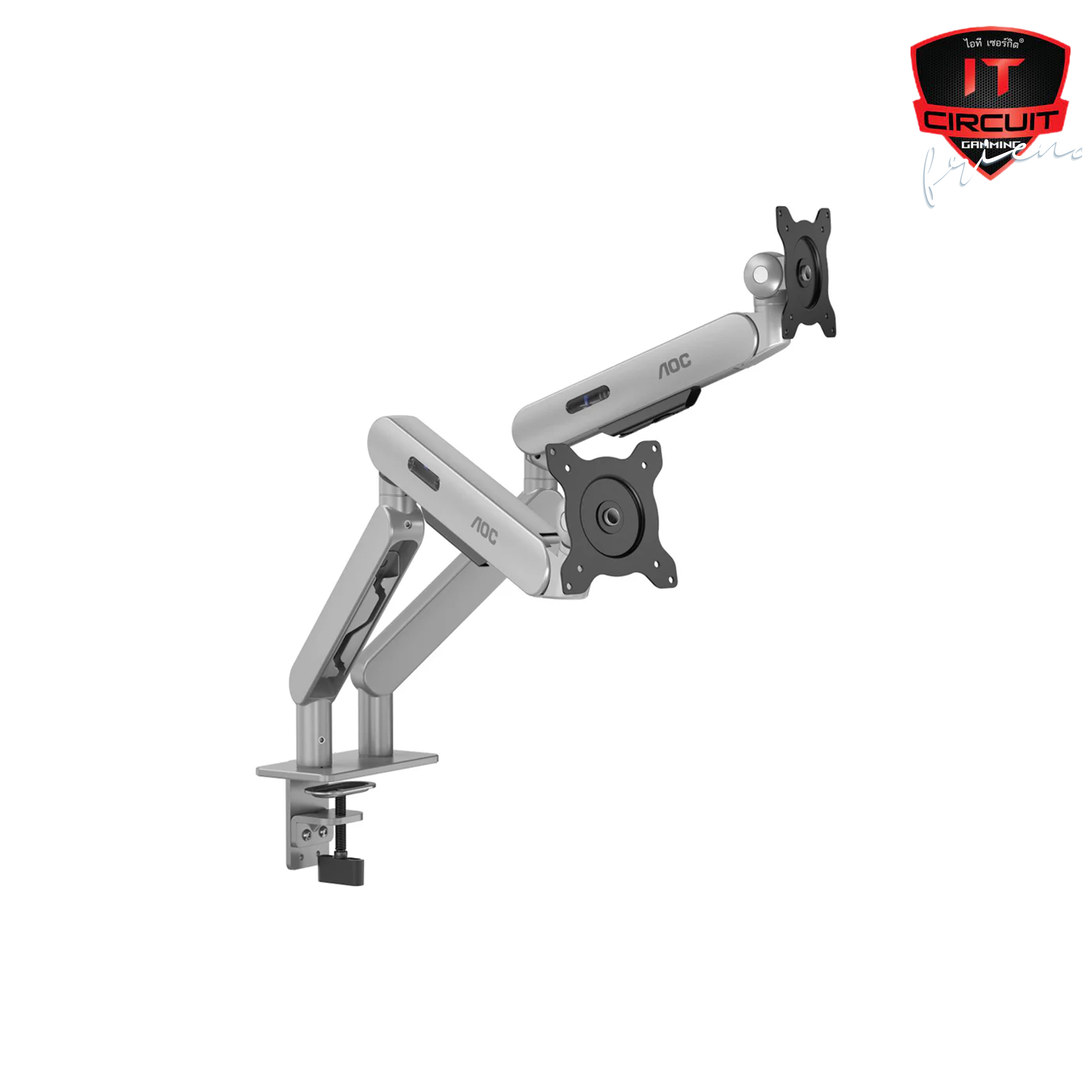 MONITOR ARM (ขายึดจอคอม) AOC ERGONOMIC DESIGN TWIN (AM420S) SILVER