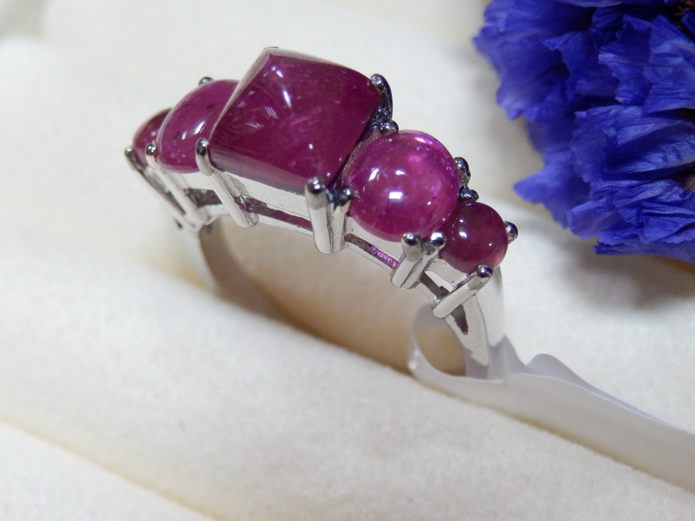 PP5405 แหวนทับทิมพม่าสีหวาน พลอยแท้ สวยทุกเม็ด