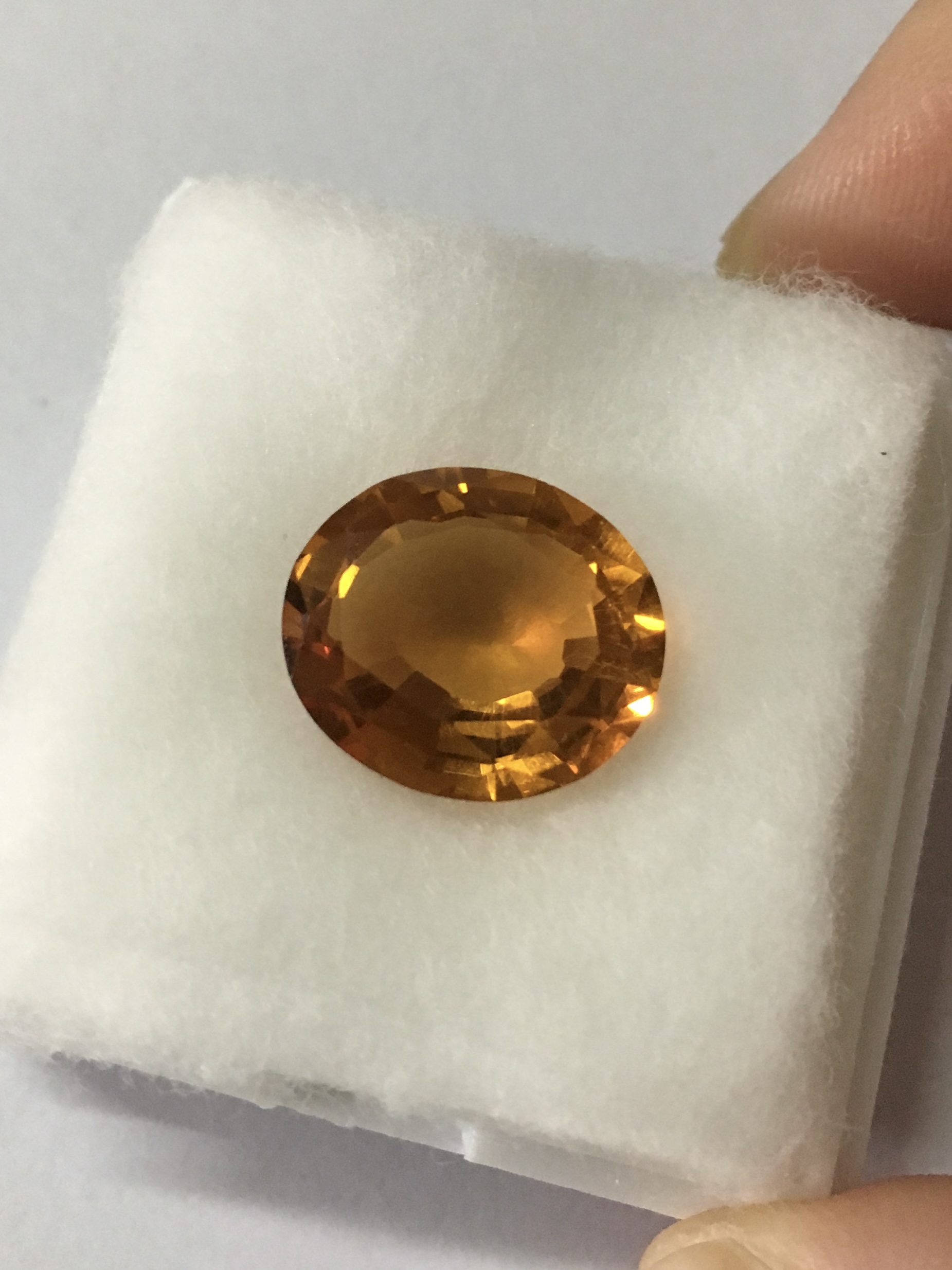 (พลอยโคลนนิ่ง สวยเหมือนยันเงา) ซิทริน 7.5 กะรัต เม็ดโตเนื้อใส ไฟดี สีสวยจัด เหมือนพลอยแท้ม๊ากก