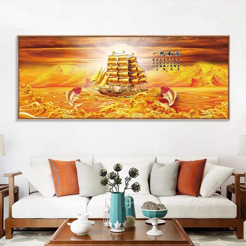 รูปภาพติดผนังพร้อมกรอบ กรอบรูปลายเรือสำเภา กรอบรูปภาพติดผนัง