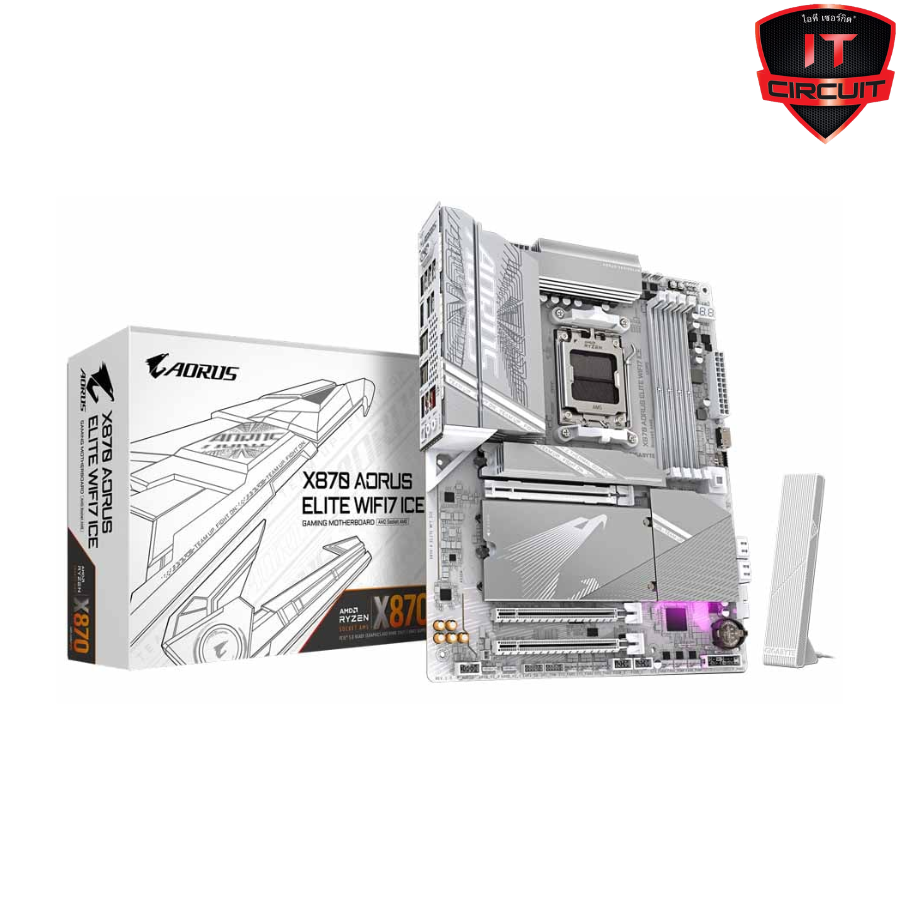 MAINBOARD (เมนบอร์ด) GIGABYTE X870 AORUS ELITE WIFI7 ICE (REV. 1.1) (AMD SOCKET AM5 DDR5 ATX) SN29925T110H