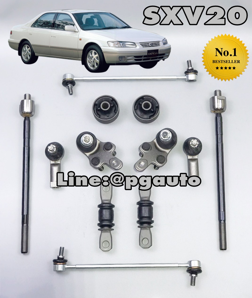 ชุดช่วงล่างหน้า โตโยต้าแคมรี่ไม้บรรทัด TOYOTA CAMRY SXV20 1998-2002 ขึ้นไป เครื่อง 2.2 L (1ชุด = 12 ชิ้น) / รูปจริง