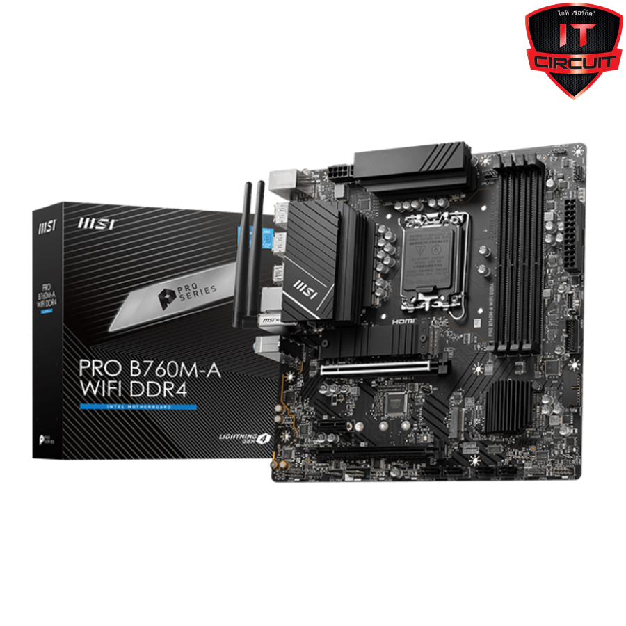 MAINBOARD (เมนบอร์ด) MSI PRO B760M-A WIFI DDR4 (INTEL SOCKET 1700 DDR4 MICRO-ATX) SN24925T110H