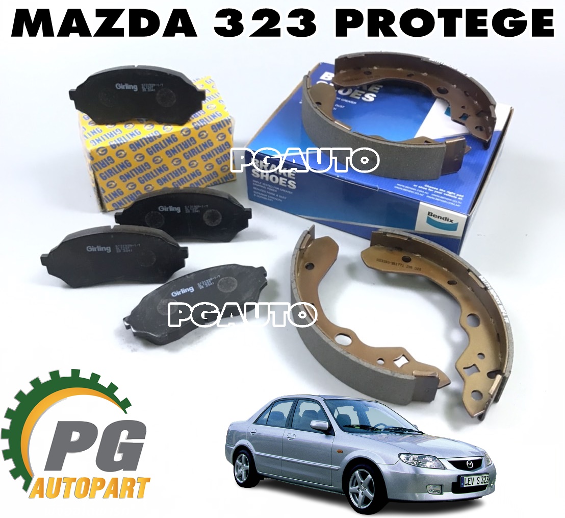 ชุดผ้าเบรคหน้า-หลัง LH/RH MAZDA 323 PROTEGE ปี 1998-2004 (1 ชุด) เทียบ / รูปจริง