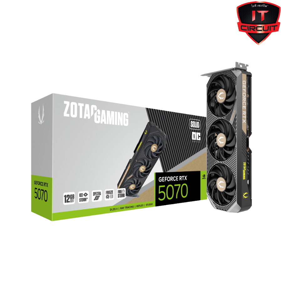 VGA (การ์ดจอ) ZOTAC GEFORCE RTX 5070 GAMING SOLID OC - 12GB GDDR7 SN041025T380H