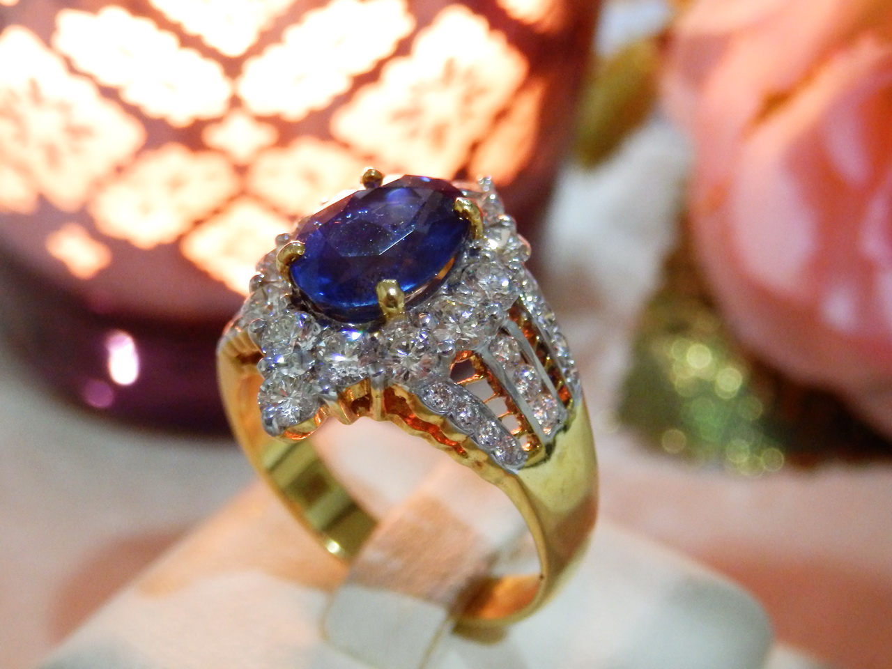 M073 แหวนไพลินเพชรแท้ 1.09 กะรัต สวยเว่อร์ค่ะ วงนี้