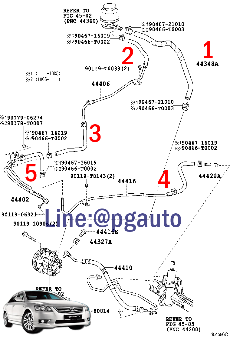 เซตสุดคุ้ม!!! ท่อยางเพาเวอร์ CAMRY07-12 ACV40-41 (1 ชุด= 5 เส้น)