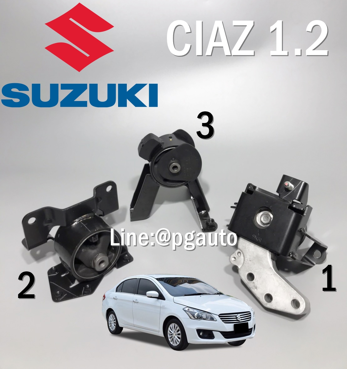 เซตสุดคุ้ม!!! ยางแท่นเครื่อง-แท่นเกียร์ ซูซูกิ SUZUKI CIAZ เครื่อง 1.2 L K12B เกียร์ออโต้(AT) แท้ศูนย์ (1ชุด = 3ตัว) / ENGINE MOUNT