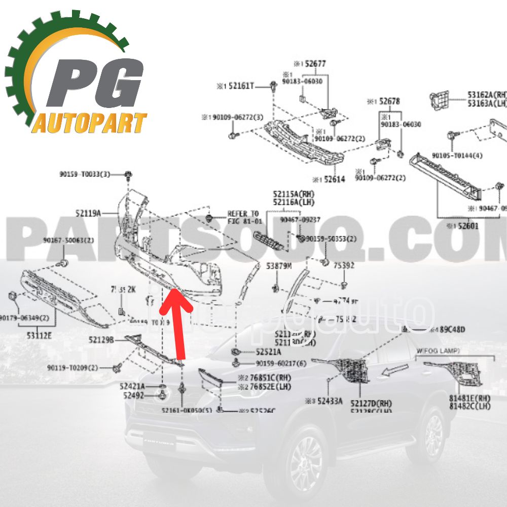 กันชนหน้า - หลัง TOYOTA FORTUNER M/C ปี 2020-2022 (1ชิ้น) แท้ / รูปจริง