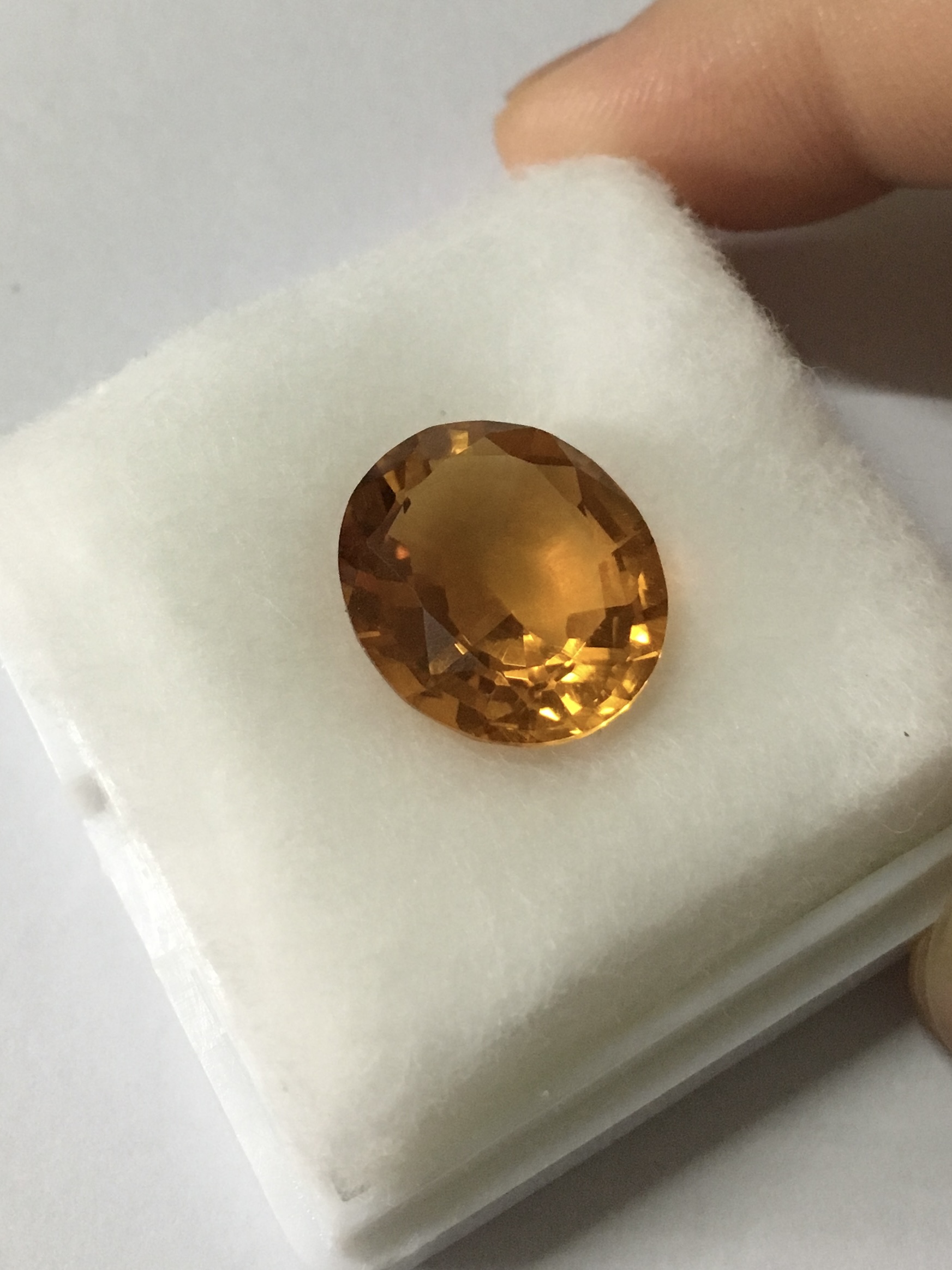 (พลอยโคลนนิ่ง สวยเหมือนยันเงา) ซิทริน 7.5 กะรัต เม็ดโตเนื้อใส ไฟดี สีสวยจัด เหมือนพลอยแท้ม๊ากก