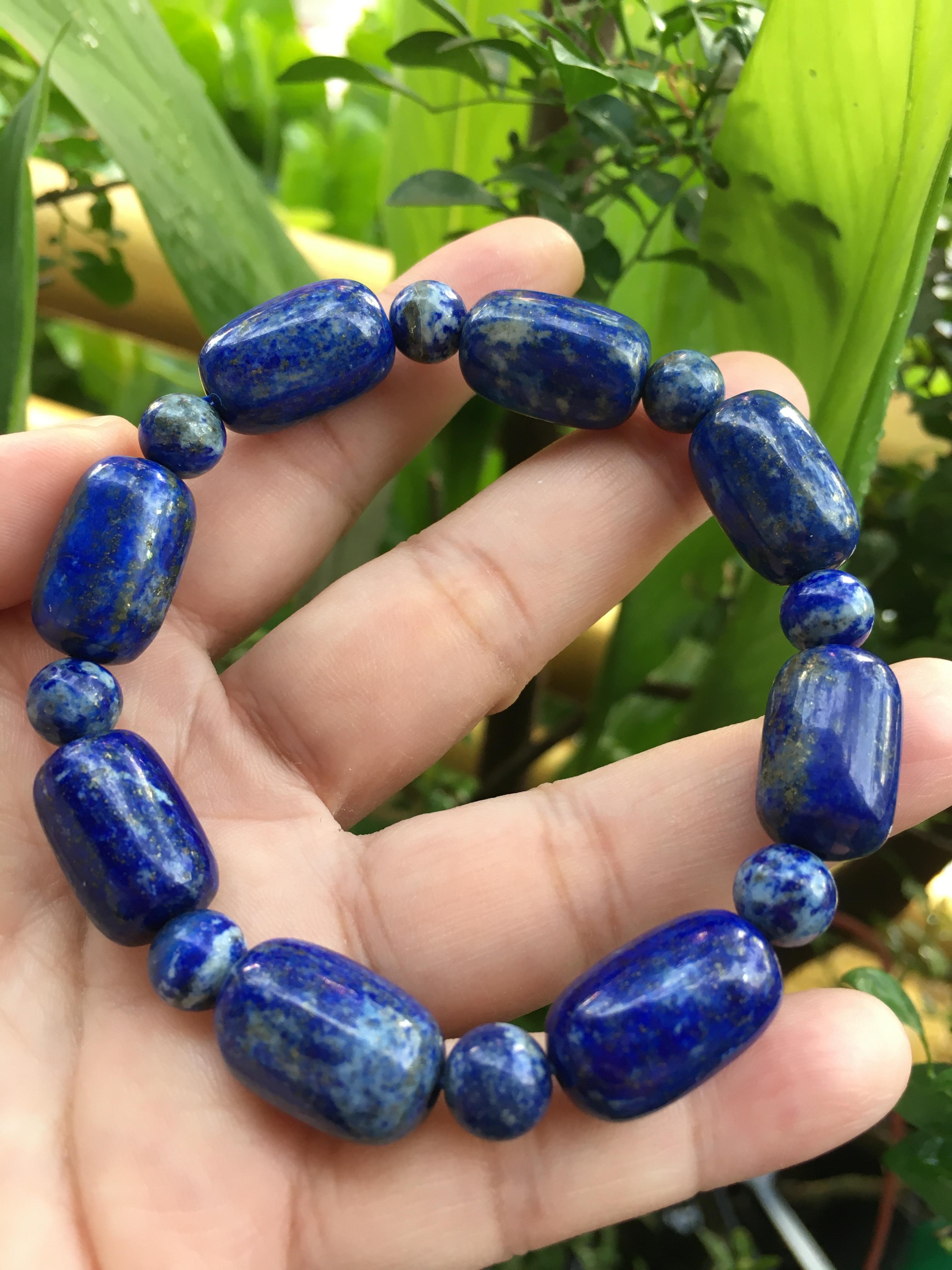 ข้อมือหินนำโชค ลาพิสลาซูรี่ แท้ รูปทรงน่ารักค่ะ ลายสวยไซส์ใหญ่ ผู้ชายใส่ได้