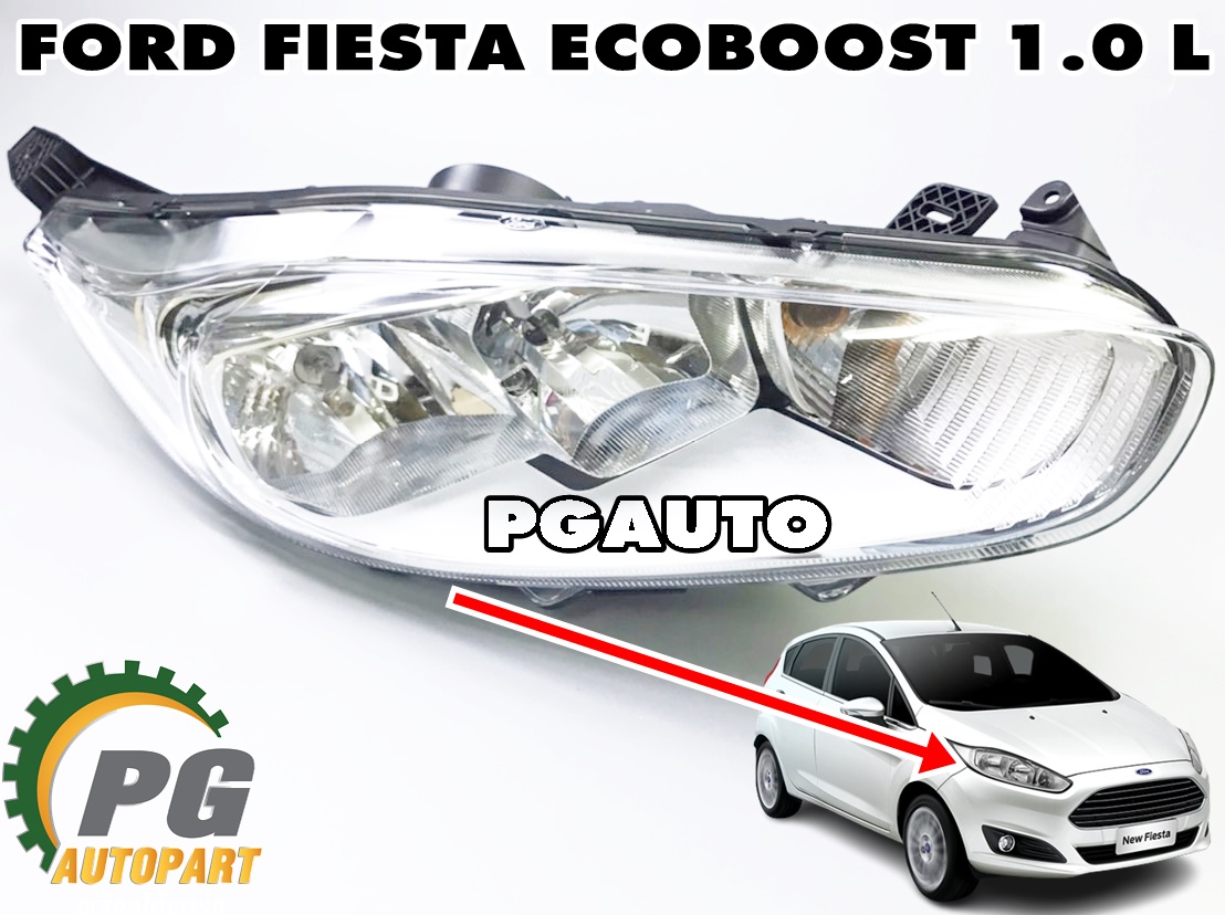 ไฟหน้าทั้งดวง(มุมชุบ) RH FORD FIESTA ECOBOOST 1.0 L ปี 2014-2016 (1 ดวง) แท้ / รูปจริง