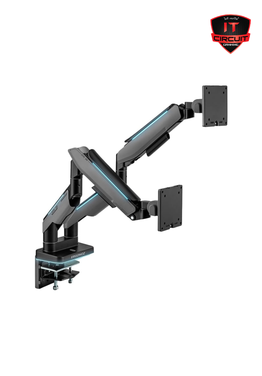 MONITOR ARM (ขายึดจอคอม) ERGONOZ HYPERION TWIN HEAVY DUTY RGB (EGN-HPR-D-DG-RGB) SN091025A330Z