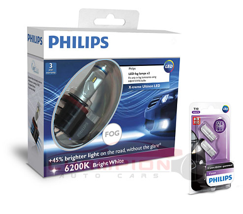 PHILIPS LED 6200K H11 แถมไฟหรี่ T10 6000K