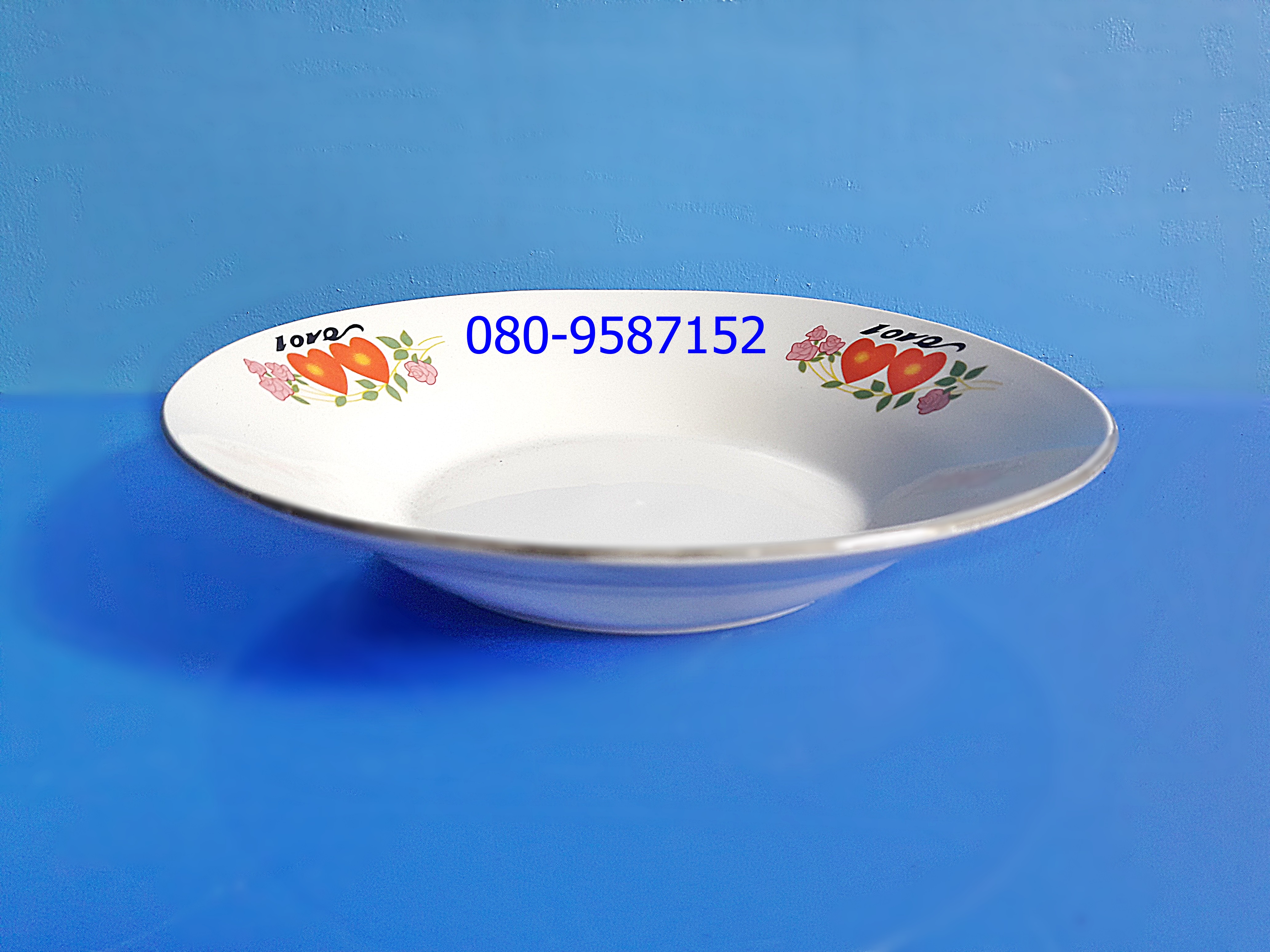 จานกระเบื้องลายดอก-ทรงลึก ขนาด 8 นิ้ว