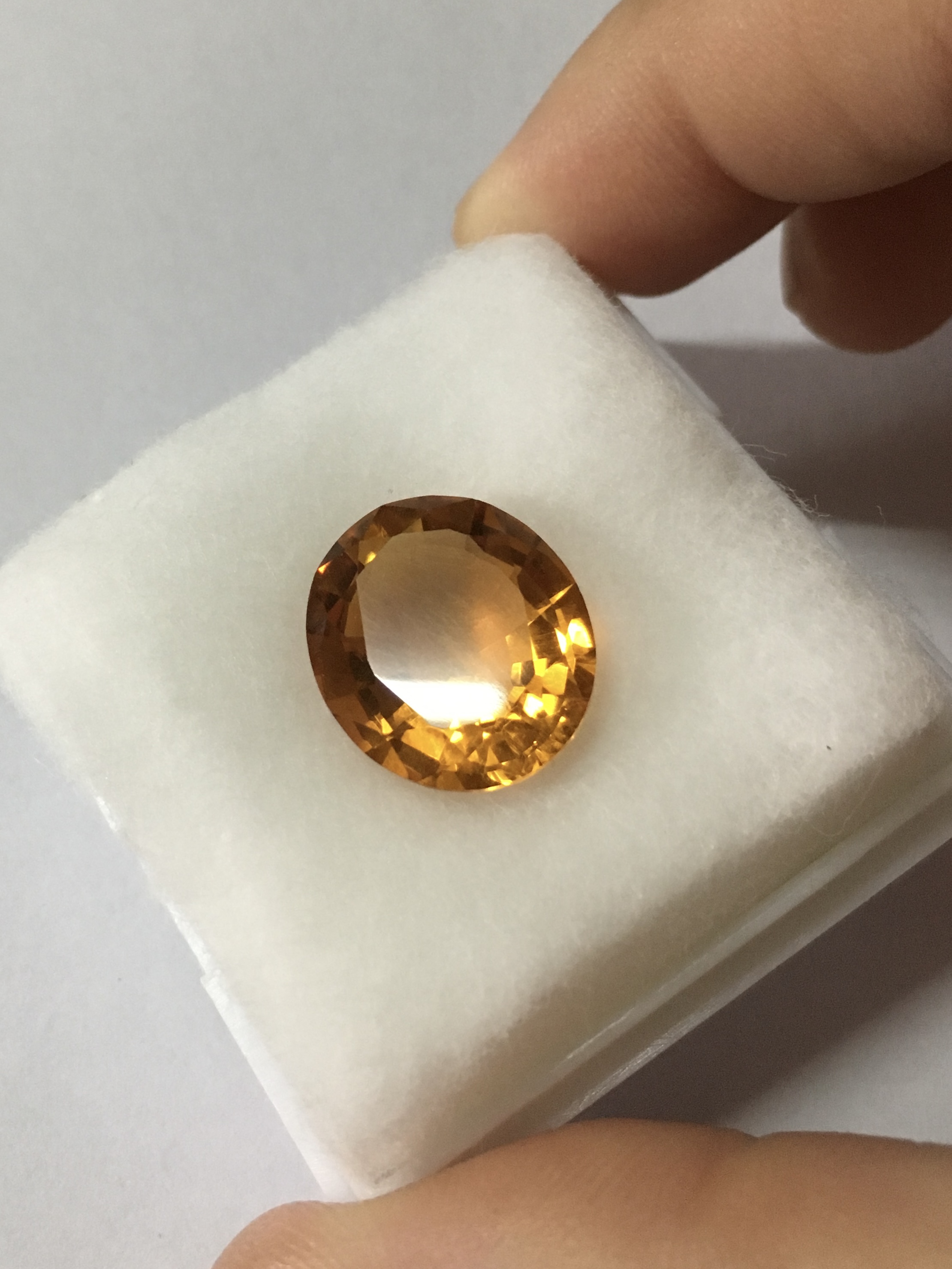 (พลอยโคลนนิ่ง สวยเหมือนยันเงา) ซิทริน 7.5 กะรัต เม็ดโตเนื้อใส ไฟดี สีสวยจัด เหมือนพลอยแท้ม๊ากก