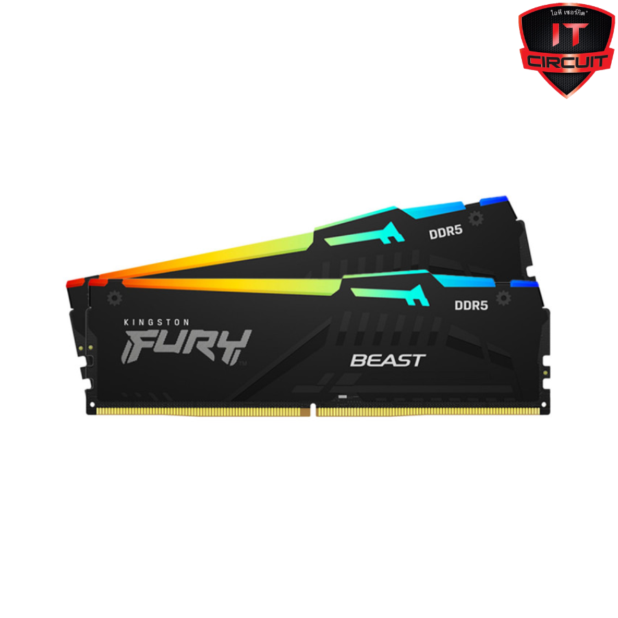 RAM (แรม) DDR5(5600) 32GB (16GBX2) KINGSTON FURY BEAST RGB BLACK SN031025T10H