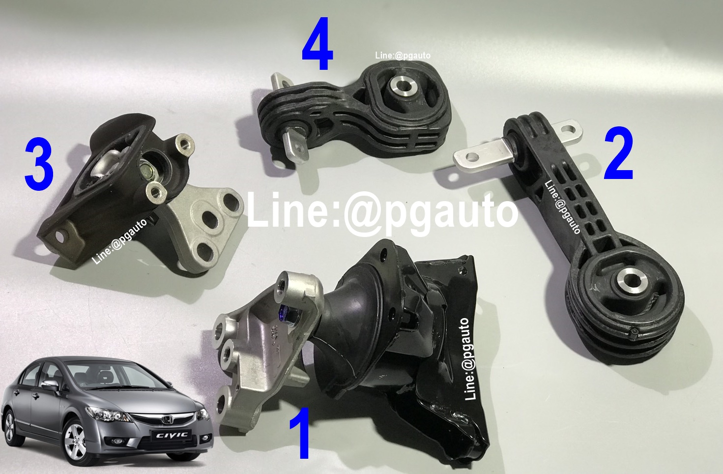 เซตสุดคุ้ม!!! ยางแท่นเครื่อง-แท่นเกียร์ ฮอนด้าซีวิคเอฟดี โฉมนางฟ้า HONDA CIVIC FD แท้ศูนย์ ปี 2006-2010 เครื่อง 1.8 L เกียร์ออโต้ AT (1ชุด = 4 ตัว) / ENGINE MOUNT