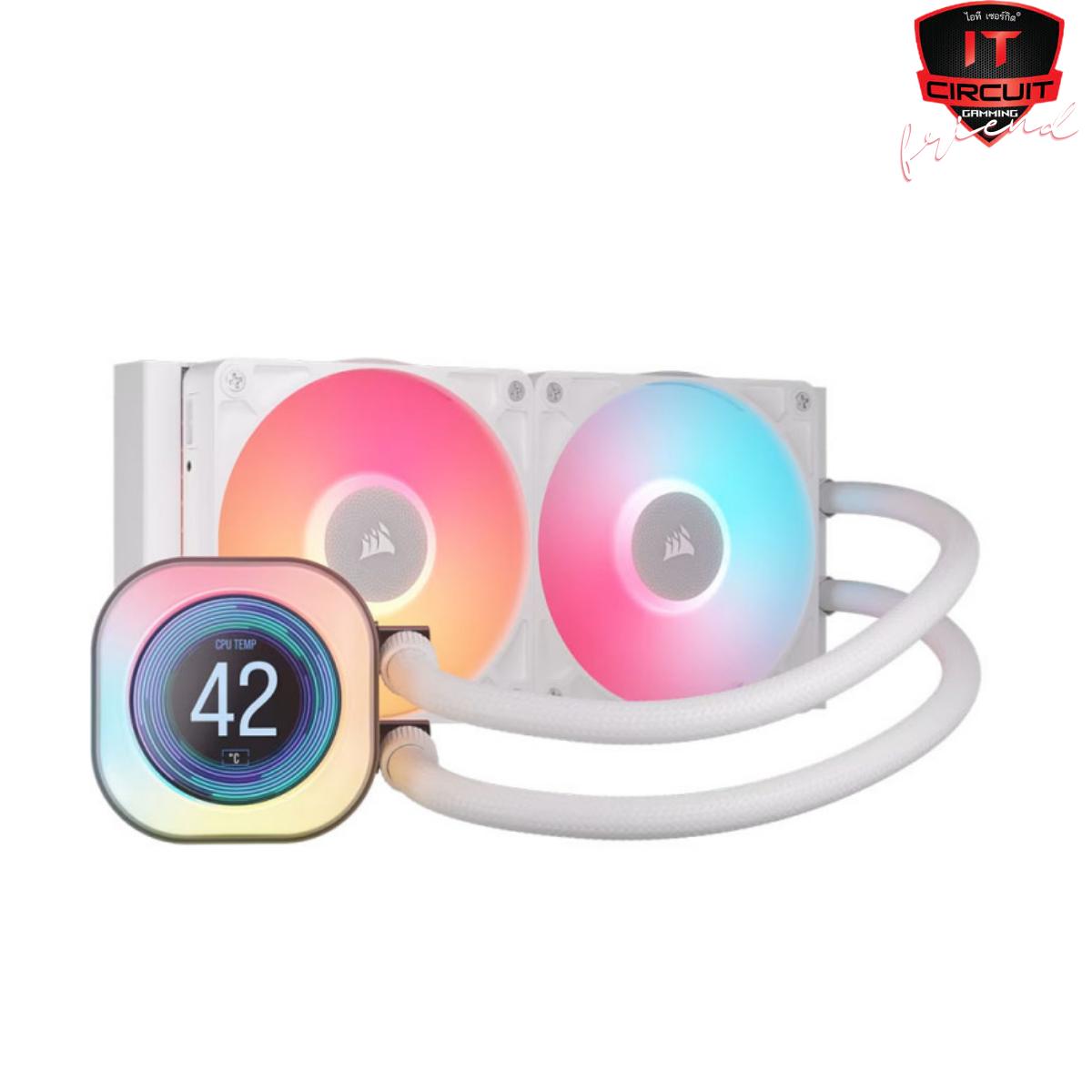 LIQUID COOLER (ชุดน้ำปิด) CORSAIR iCUE LINK TITAN 240 RX LCD 240MM RGB WHITE