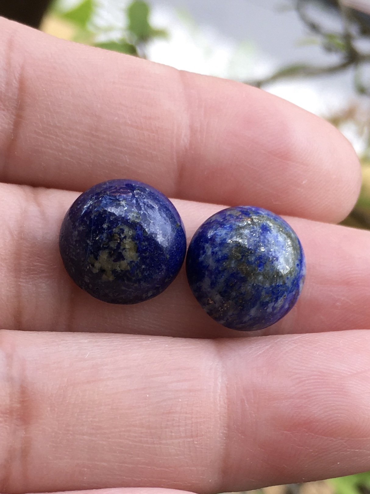 LAPIS LAZULI ลาพิส ลาซูลี 12 มม.หินแท้ ลายสวยเฉพาะตัว จัดเซตคู่ต่างหู