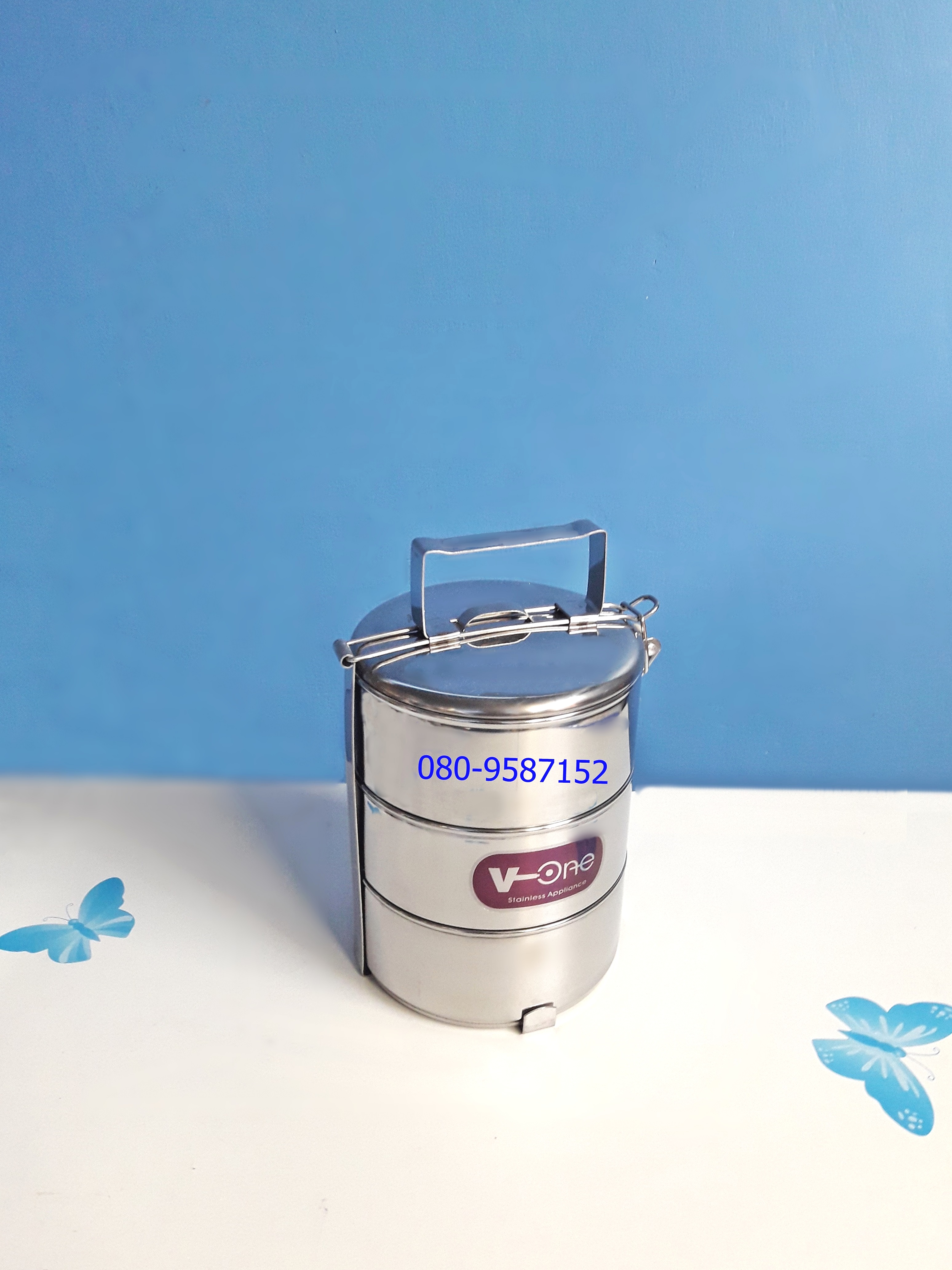 ปิ่นโตสแตนเลส ตรา V-one ขนาด 12 x 3 ซ.ม