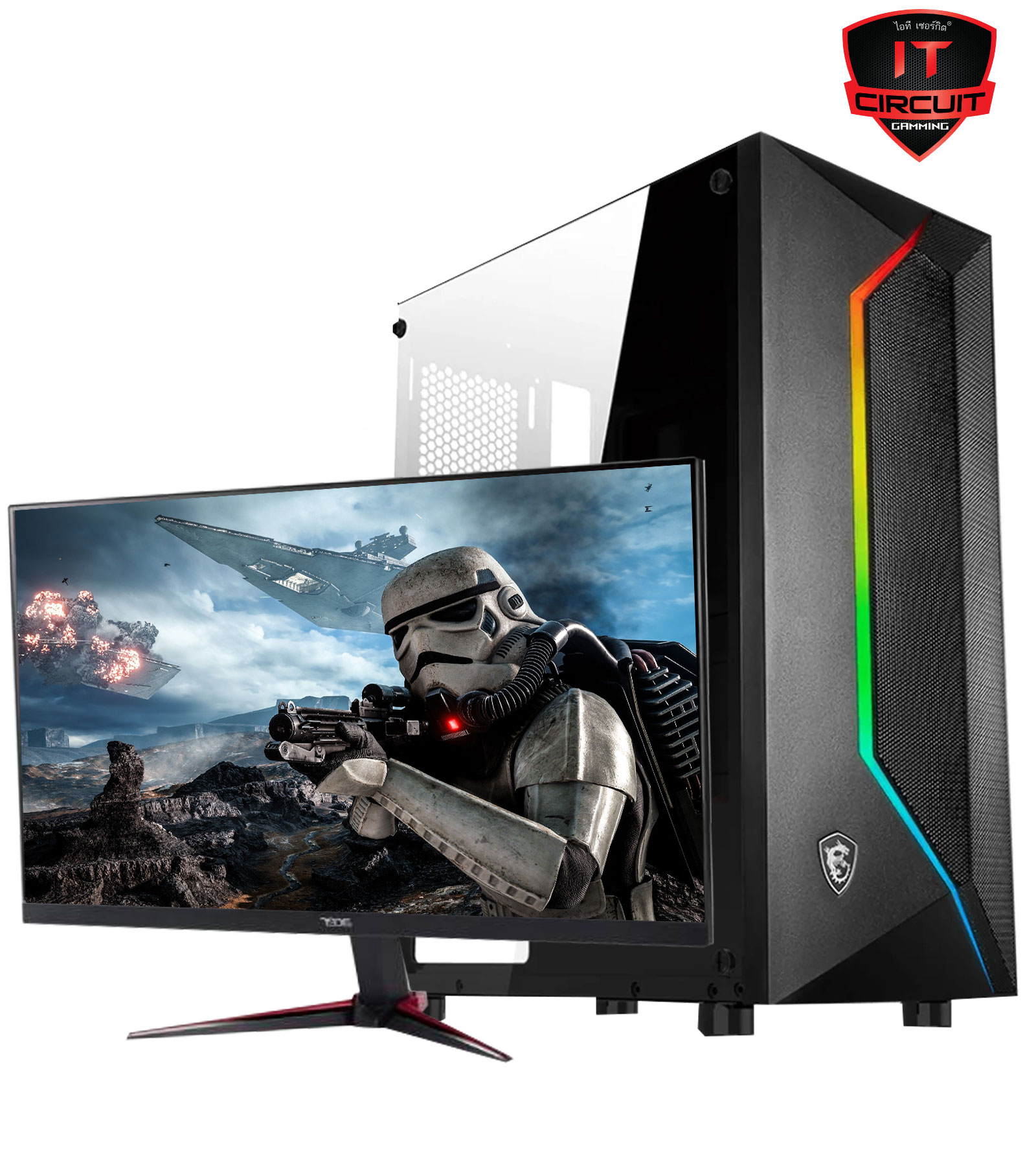 คอมประกอบมือสอง AMD RYZEN 5 3400G*มือสอง* / A320M-A PRO DDR4*มือสอง* / 8GB 8x1 2400 *มือสอง* / M.2 512 GB / GTX1050TI/4GB*มือสอง* / (80+ WHITE) 600W *มือสอง* / MSI MAG VAMPIRIC 100L / Monitor 23.8'' IPS 180Hz / NKM-623 / RAZEAK MP-RZ / 805BLK Bl