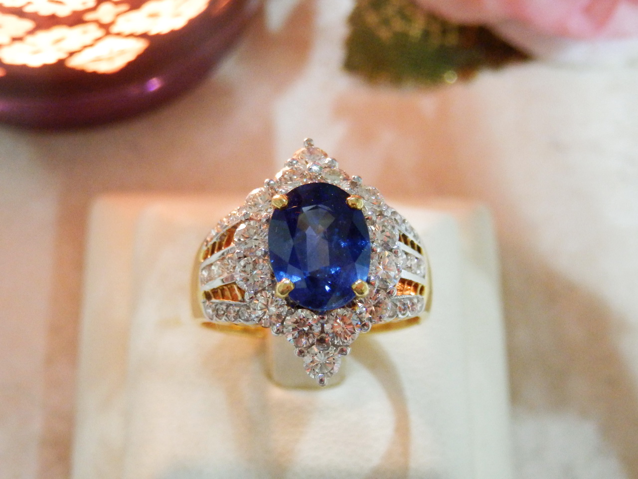 M073 แหวนไพลินเพชรแท้ 1.09 กะรัต สวยเว่อร์ค่ะ วงนี้