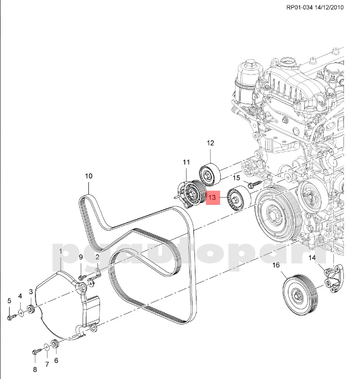 ชุดลูกลอก+สายพาน CHEVROLET CAPTIVA ปี 2012 -2015 (C140) (รูปจริง) 1ชุด=4ชิ้น / ACDELCO