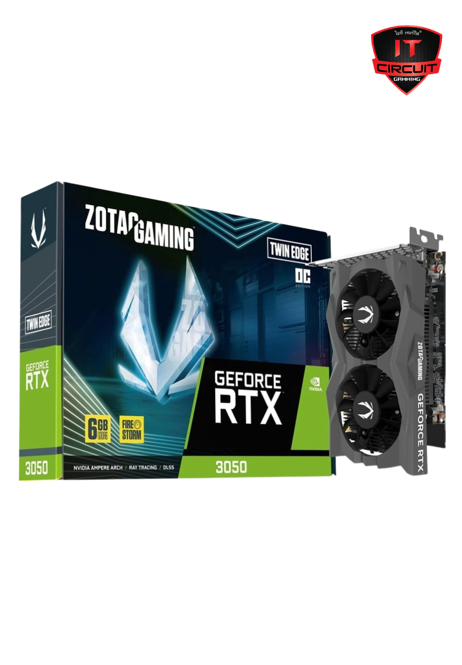 VGA (การ์ดจอ) ZOTAC GEFORCE RTX 3050 TWIN EDGE OC - 6GB GDDR6 SN201025B170Y
