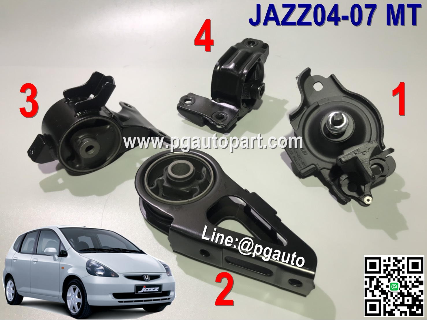 เซตประหยัด!!! ยางแท่นเครื่อง-แท่นเกียร์ ฮอนด้าแจ๊ส HONDA JAZZ GD ปี 2004-2007 เกียร์ธรรมดา(MT) (1ชุด = 4 ตัว) / ENGINE MOUNT