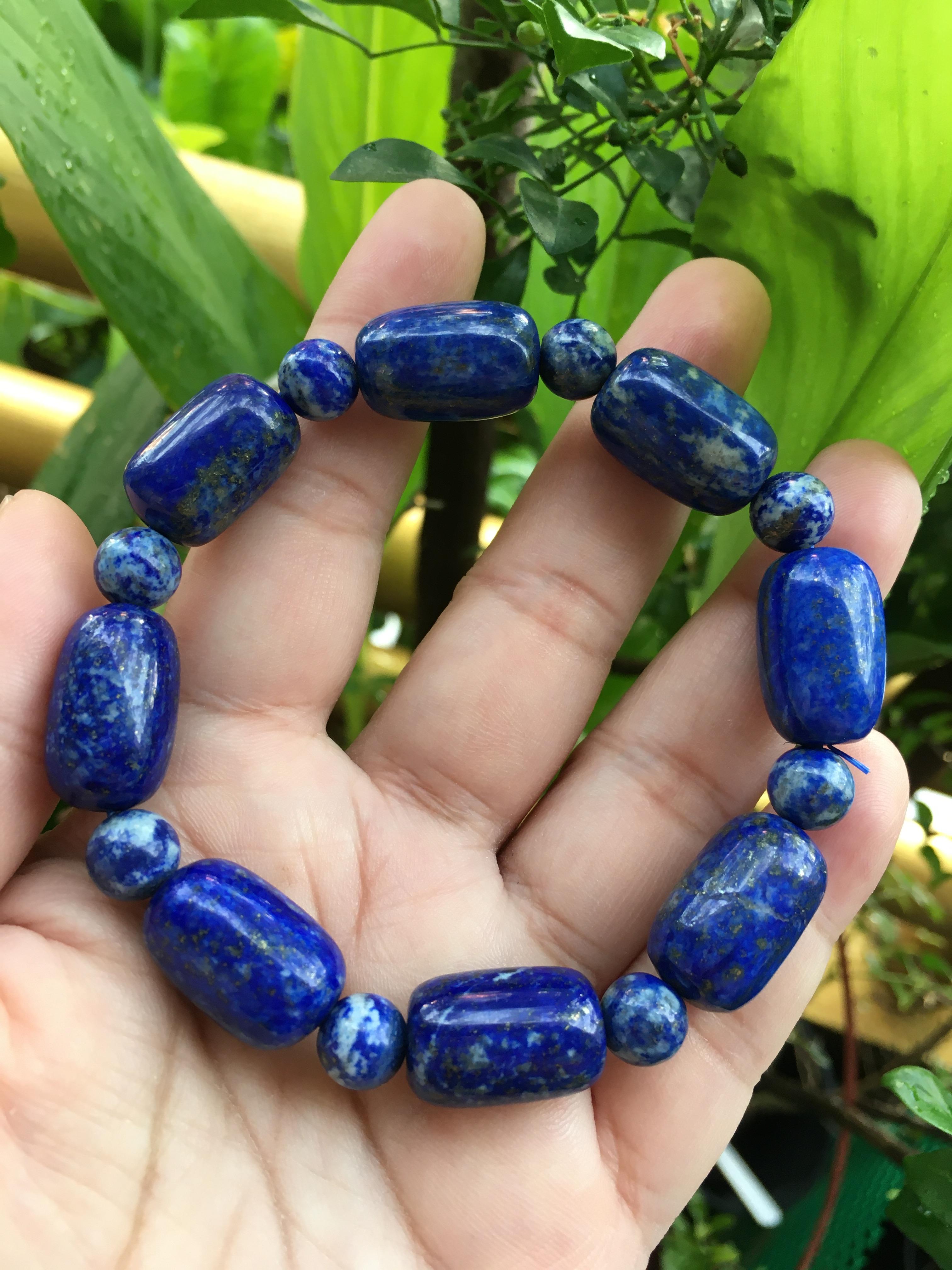 ข้อมือหินนำโชค ลาพิสลาซูรี่ แท้ รูปทรงน่ารักค่ะ ลายสวยไซส์ใหญ่ ผู้ชายใส่ได้
