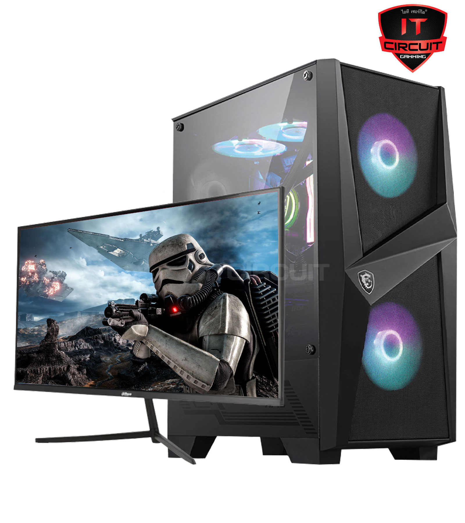 คอมประกอบมือสอง RYZEN 5 4500 / A320M / DDR4 2666 16GB (8GBX2) / GTX1050TI 4GB / 750W 80+ Broze / MSI MAG FORGE 100R แถมฟรี!! / เมาส์ / คีย์บอร์ด / ลำโพง
