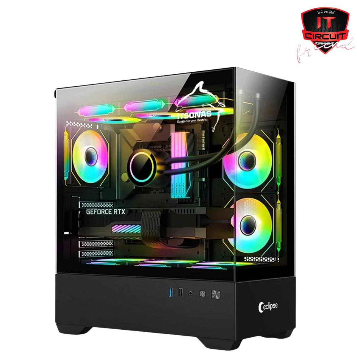 CASE (เคส) (NP) ITSONAS ECLIPSE ARGB BLACK (E-ATX)