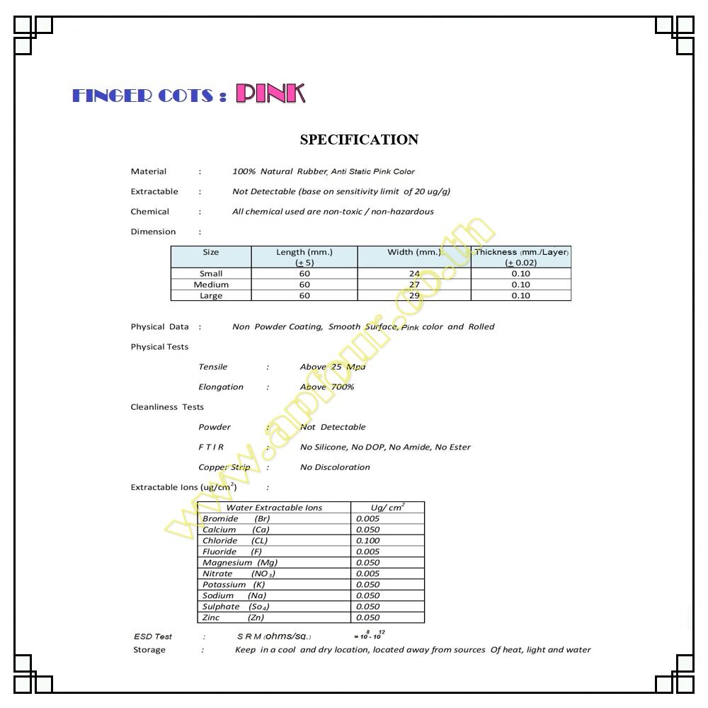 [1ถุง=50ชิ้น] ถุงนิ้วยางธรรมชาติ Finger Cots สีขาว สีชมพู