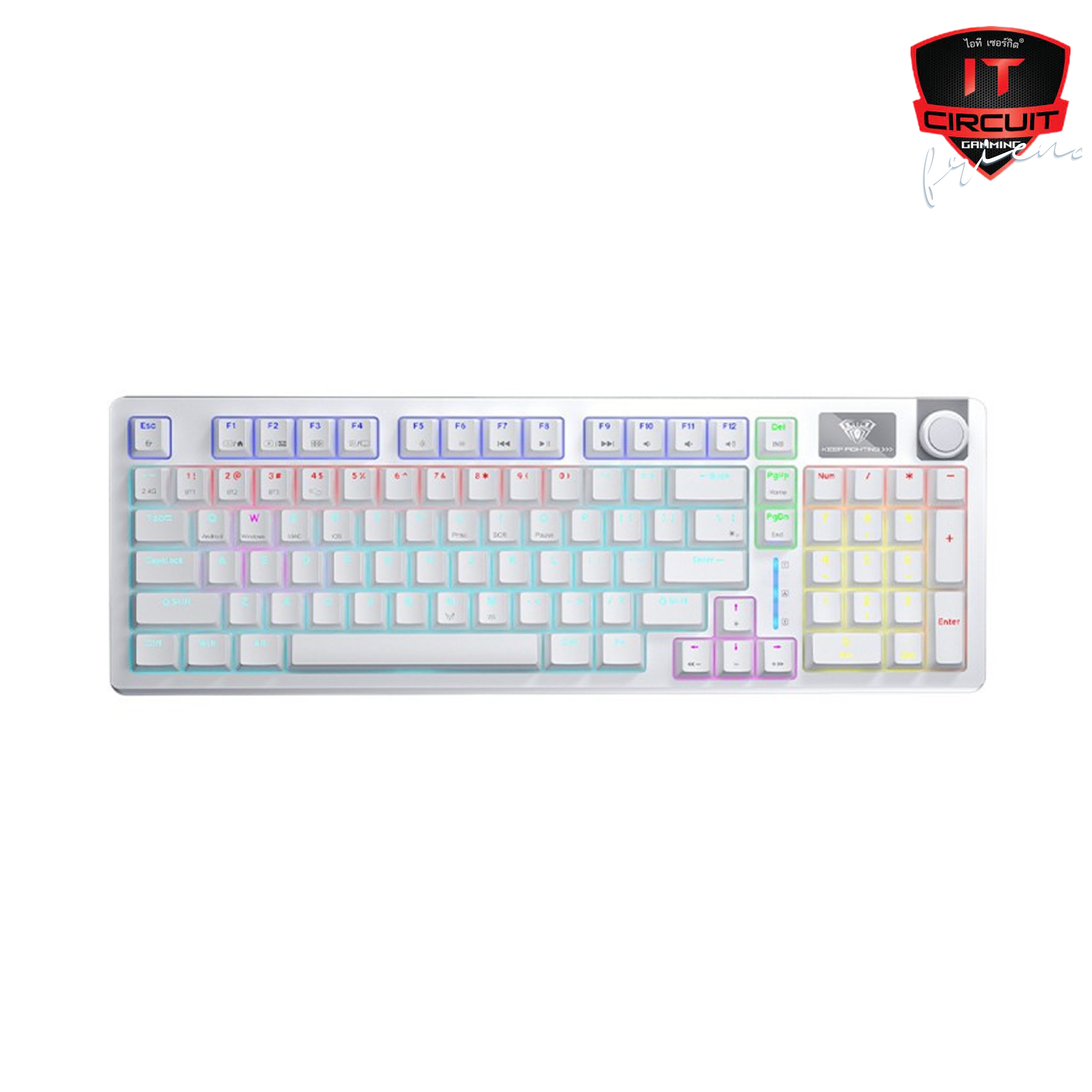 WIRELESS KEYBOARD (คีย์บอร์ดไร้สาย) AULA S98 RED SWITCH RAINBOW LED EN/TH - WHITE