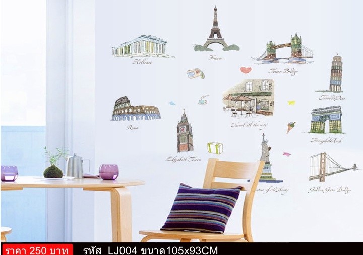 สติกเกอร์ติดผนังลายเมือง