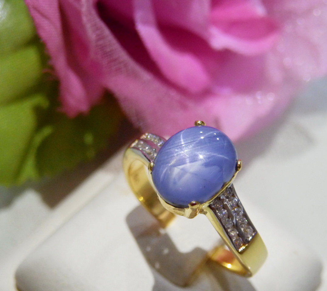 ((ขายแล้ว))N223 แหวนไพลินสตาร์แท้ 4 กะรัต (light blue)พลอยสวยมีเสน่ห์มากๆค่ะ