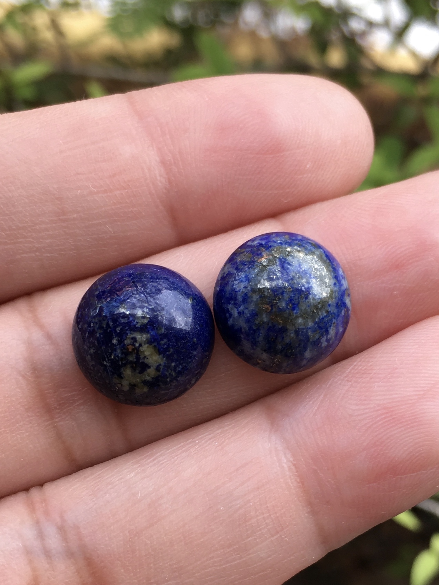 LAPIS LAZULI ลาพิส ลาซูลี 12 มม.หินแท้ ลายสวยเฉพาะตัว จัดเซตคู่ต่างหู