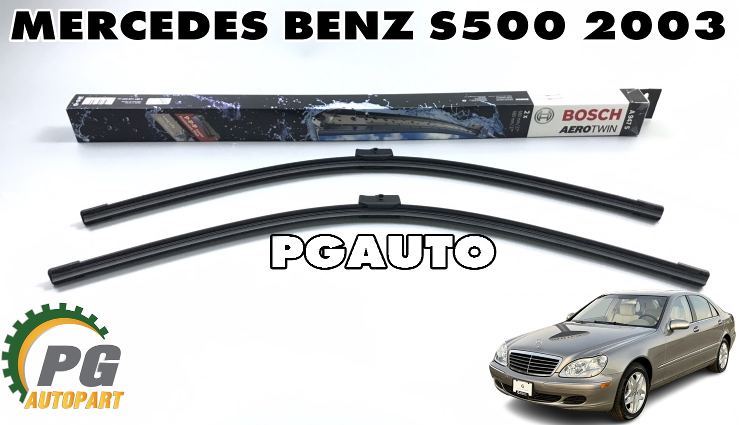ใบปัดน้ำฝน LH/RH BENZ S500 ปี 2003 (1 คู่) BOSH / รูปจริง