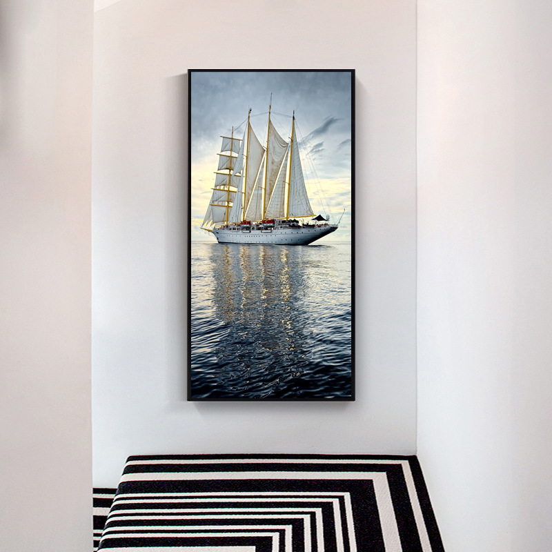 รูปภาพติดผนังพร้อมกรอบ กรอบรูปลายเรือสำเภา กรอบรูปภาพติดผนัง