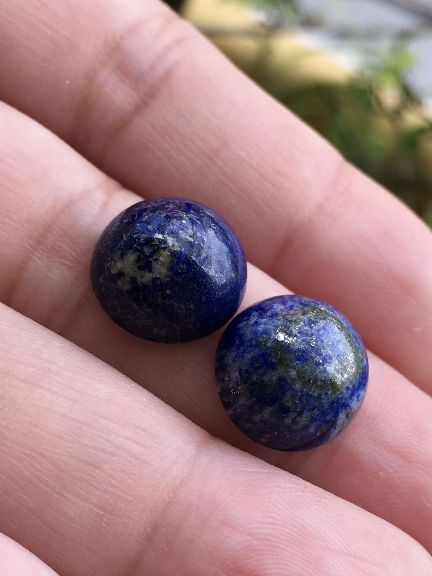 LAPIS LAZULI ลาพิส ลาซูลี 12 มม.หินแท้ ลายสวยเฉพาะตัว จัดเซตคู่ต่างหู