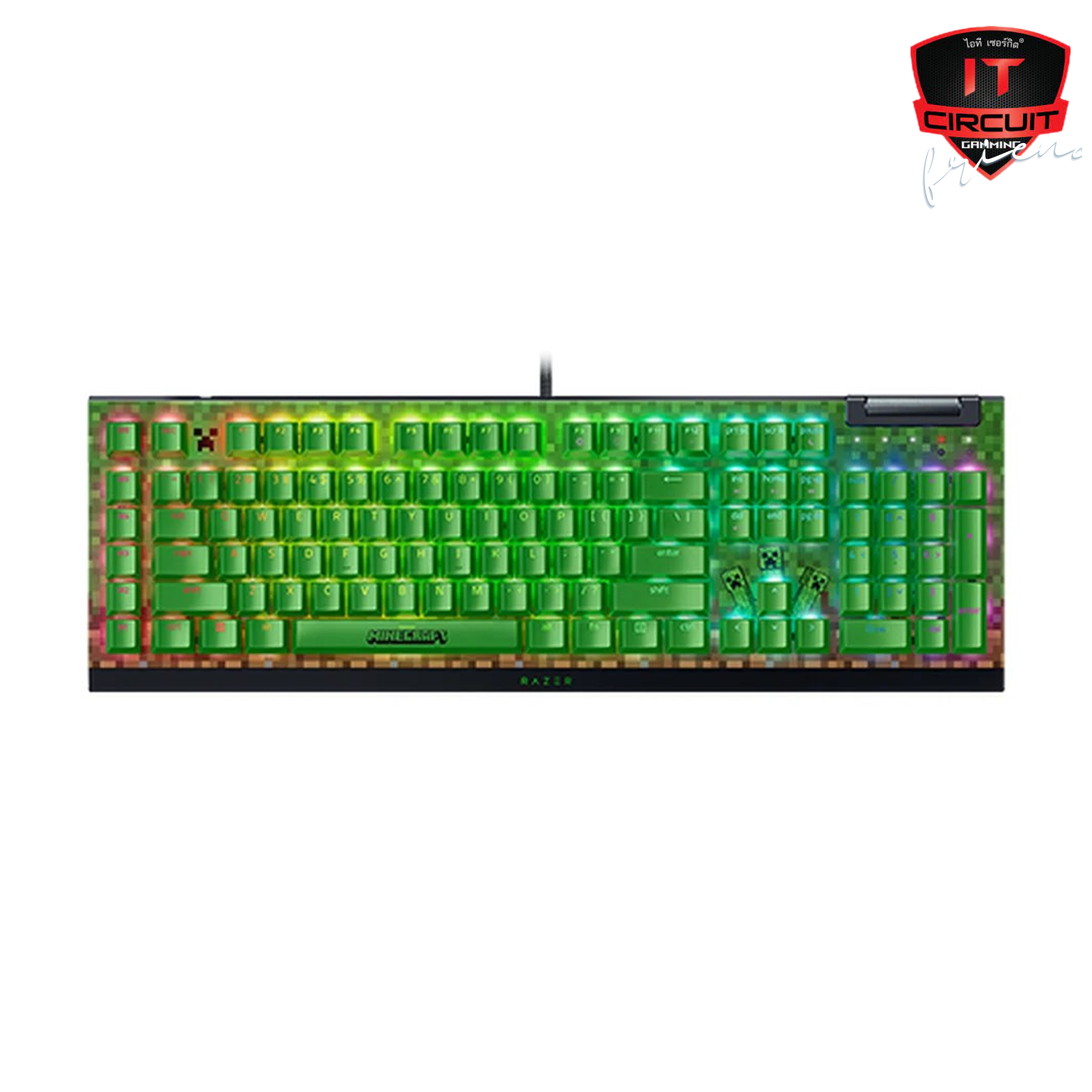 KEYBOARD (คีย์บอร์ด) RAZER BLACKWIDOW V4 X MINECRAFT EDITION RAZER GREEN SWITCH CHROMA RGB EN - GREEN