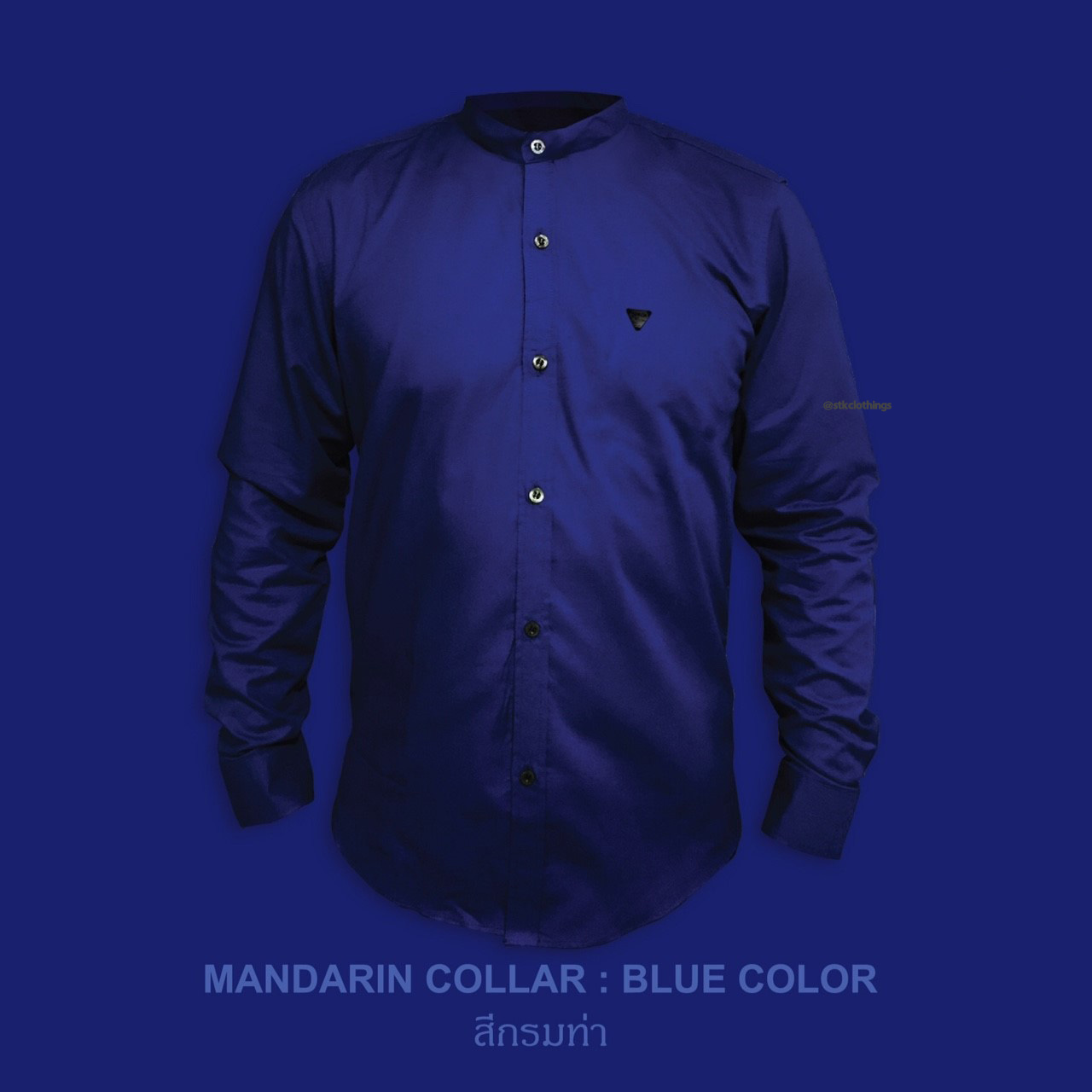 คอจีน แขนยาว สีกรมท่า