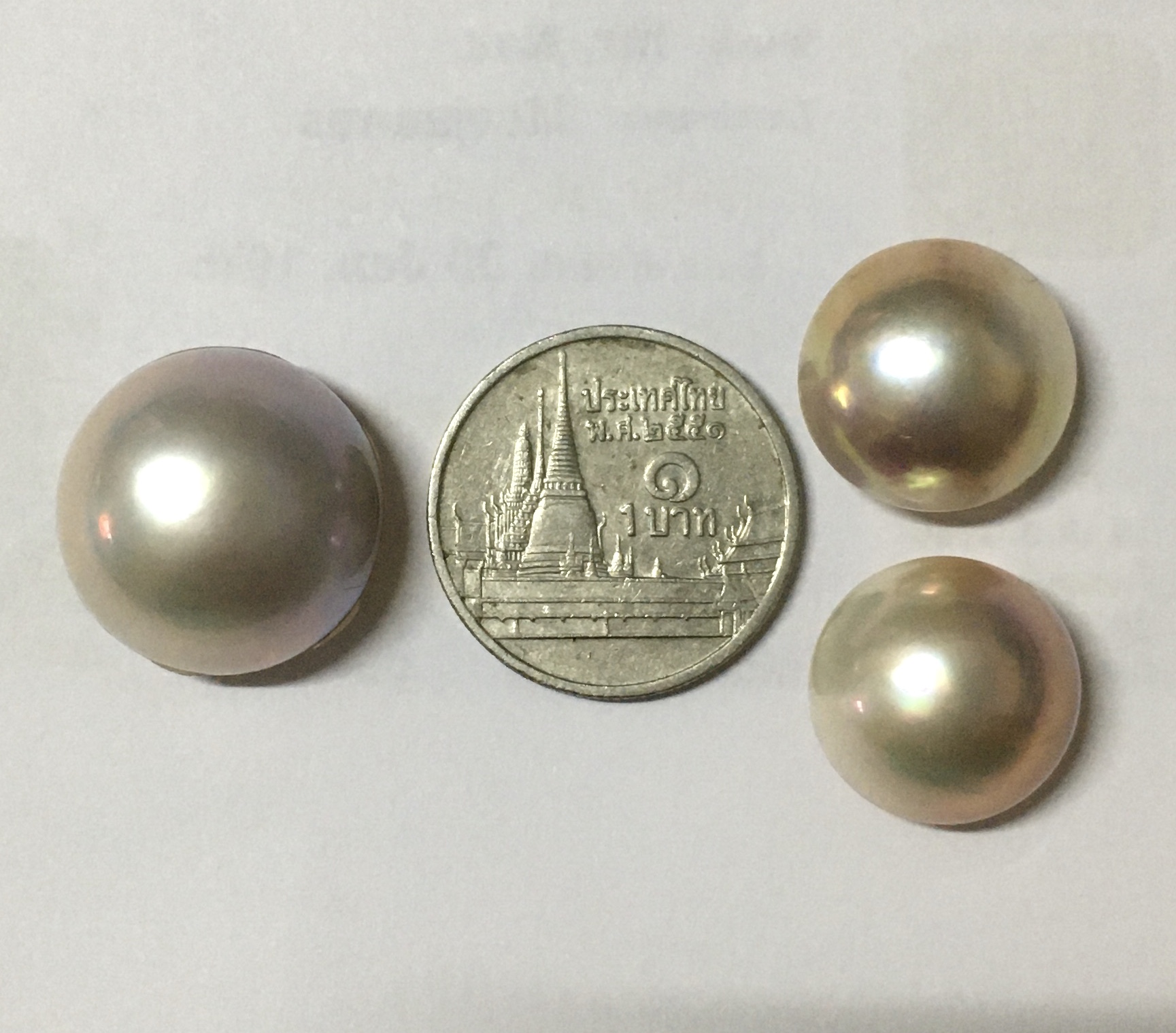 (มาใหม่ค่ะ) มุกแท้ ซาลาเปา สีพิ๊งค์โกลด์เหลือบรุ้ง ไซส์ใหญ่จัดเซตหูแหวน สวยหวานม๊าก